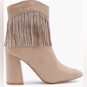 TOP MODA SHOES Alias Fringe Western Cowboy Ankle Boot Bootie 10 Taupe